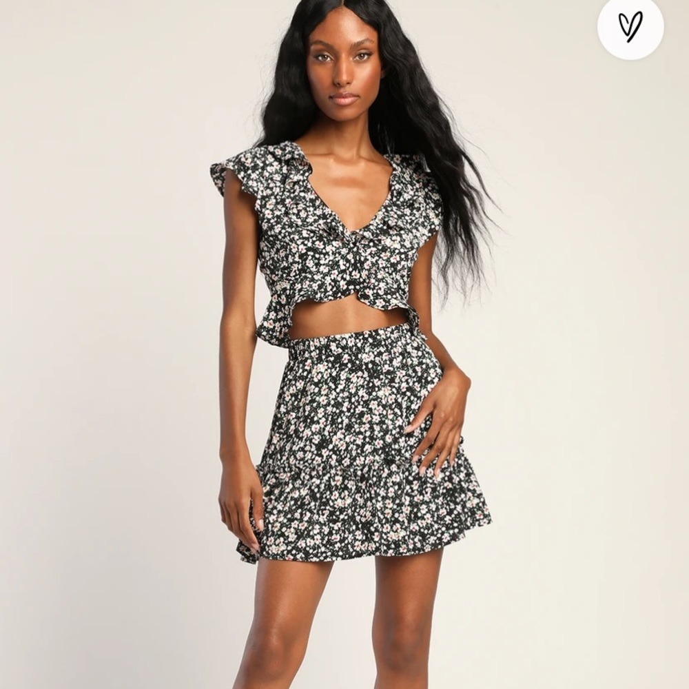 2 piece floral skirt set